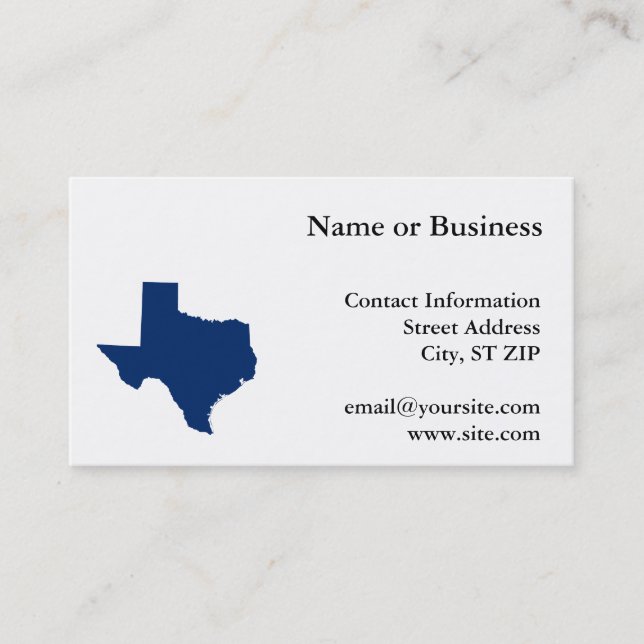 Carte De Visite Texas en bleu (Devant)
