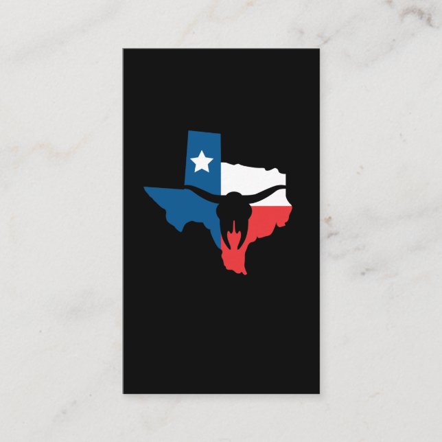 Carte De Visite Texas State drapeau Longhorn silhouette (Devant)