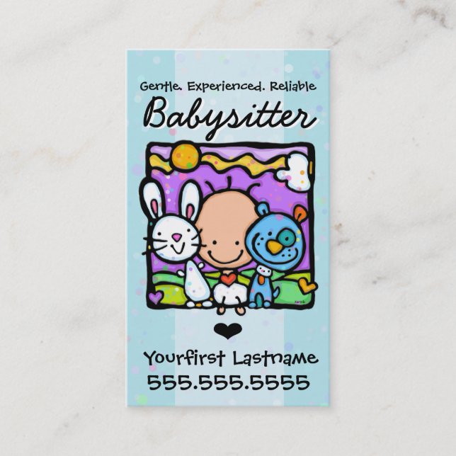 Carte De Visite Texte/couleur de Babysitter.Nanny.Childcare.Custom (Devant)