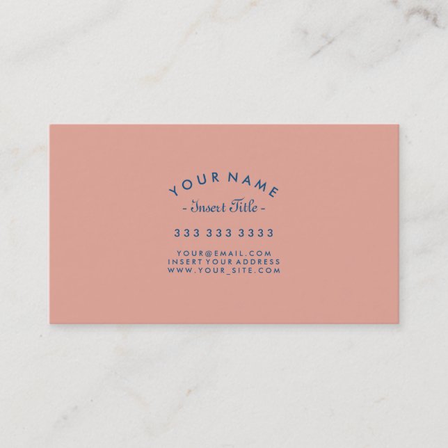 Carte De Visite Texte courbe Coral Pink Classic Blue (Devant)