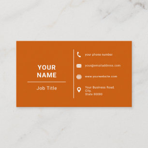 Carte De Visite Texte de logo personnalisé minimaliste orange brûl