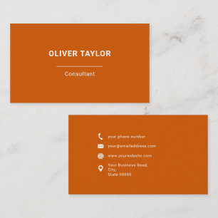 Carte De Visite Texte De Nom Personnalisé Minimaliste Orange Et Bl