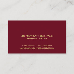 Carte De Visite Texte doré élégant professionnel riche bordeaux ro