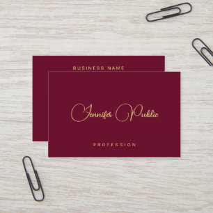 Carte De Visite Texte élégant en or Script Taille Euro Soie Premiu