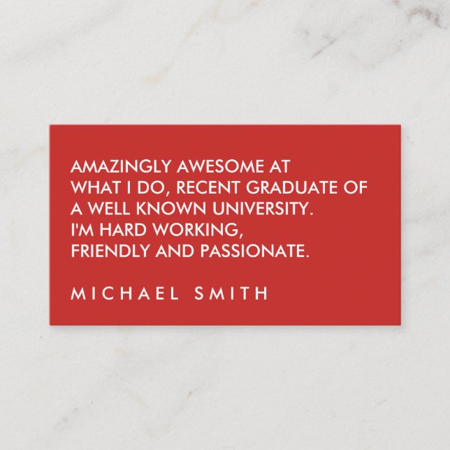 Carte De Visite Texte gras minimaliste (Devant)