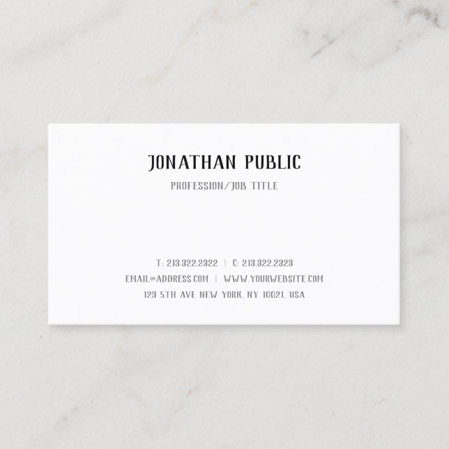 Carte De Visite Texte main moderne Texte simple Modèle élégant (Devant)