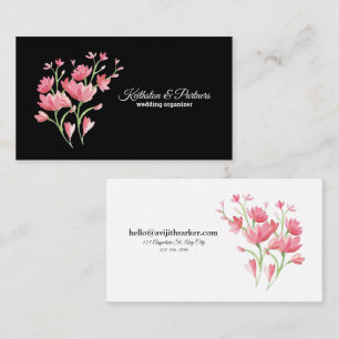 Carte De Visite Texte personnalisé avec floral moderne aquarelle