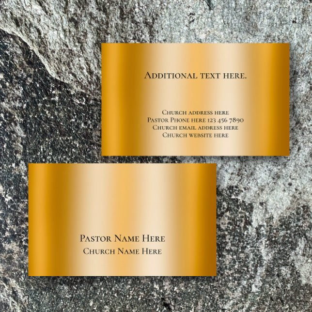 Carte De Visite Texte personnalisé Christian Church Pastor Personn (Customize the text on these faux gold gradient business cards. Personalize unique classy modern card)