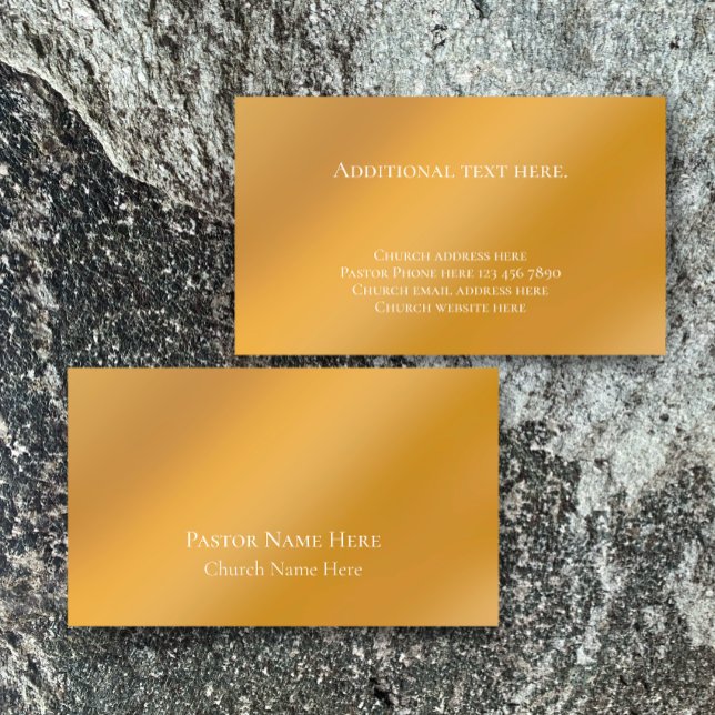 Carte De Visite Texte personnalisé Christian Church Pastor Personn (Personalize these classy modern faux gold business cards. Golden gradient simple custom calling card)