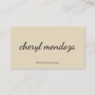 Carte De Visite Texte pointu beige cursif