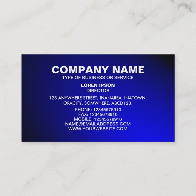 Carte De Visite Texte simple 06 - Spotlit - Bleu (Devant)