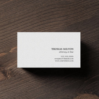 Carte De Visite Textes minimalistes élégants Avocat blanc à la loi