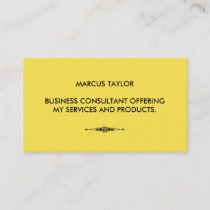 Carte De Visite Textuel minimaliste avec élément embellisé Jaune