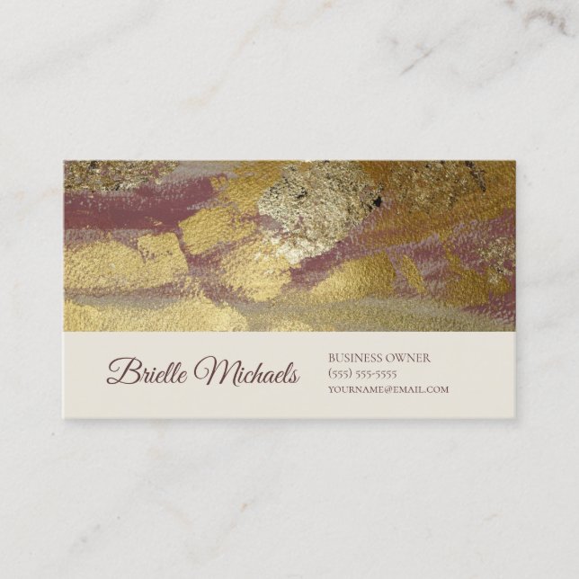 Carte De Visite Texture Abstrait Mauve Or (Devant)