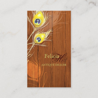 Carte De Visite Texture bois Monogramme Antique