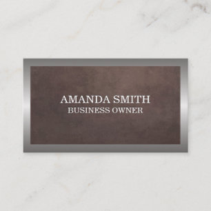 Carte De Visite Texture Brown Métallique à cadre d'argent