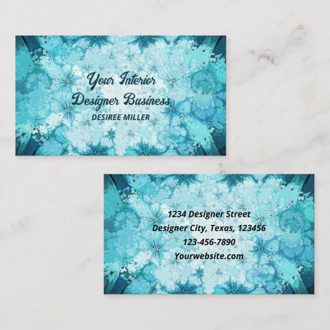 Carte De Visite Texture d'aquarelle verte Turquoise antique (Devant / Derrière)