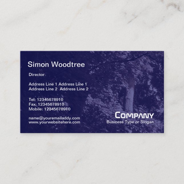 Carte De Visite Texture d'arbres - Bleu foncé (Devant)