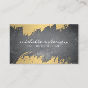 Carte De Visite Texture d'ardoise brossée or faux