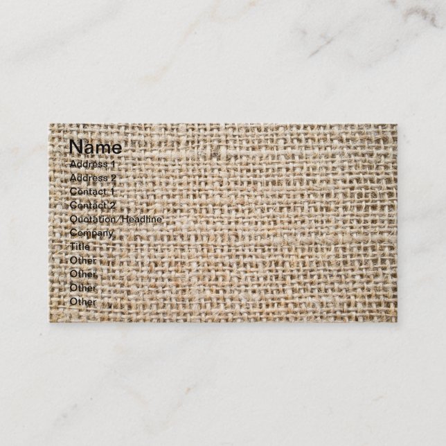 Carte De Visite Texture de Burlap (Devant)