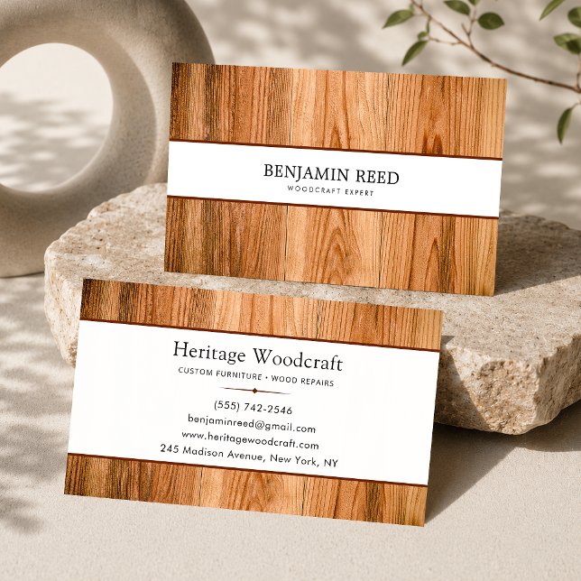 Carte De Visite Texture de contreplaqué de menuisier en bois moder (Modern Wooden Carpenter plywood texture Business Card)