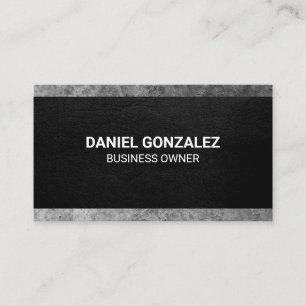 Carte De Visite Texture de cuir noir   Garniture grunge grise