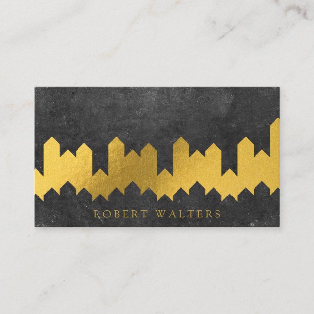 Carte De Visite Texture de feuille d'or | Formes Lux | Slate (Devant)