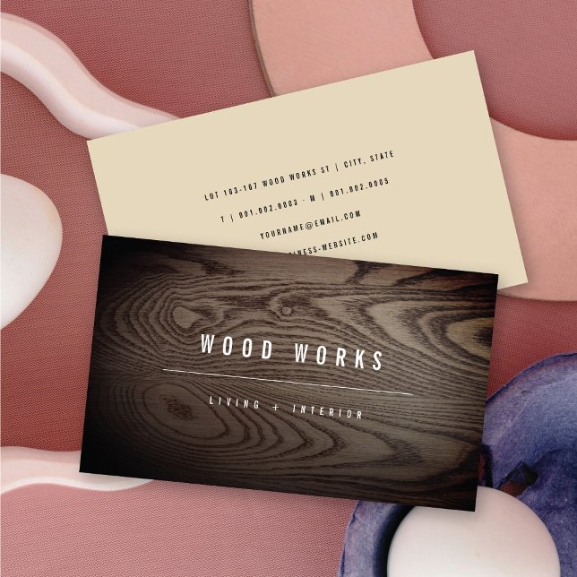 Carte De Visite Texture de grain de bois Photo Construction minima (Wood Grain Texture Photo Modern Minimalist Construction Business Card @ zazzle.com/color_therapy)