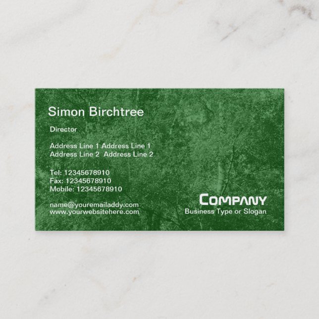 Carte De Visite Texture de l'arbre à bouleau - Vert foncé (006600) (Devant)