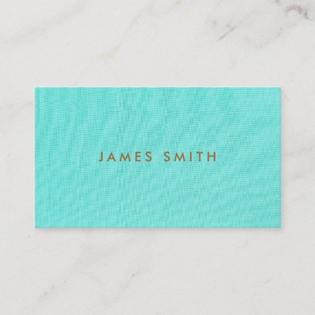 Carte De Visite Texture de lin bleu aqua | Minimalisme élégant (Devant)