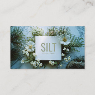 Carte De Visite Texture de marbre blanc floral et pin verdoyant