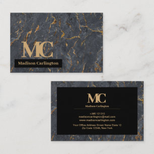 Carte De Visite Texture de marbre doré et gris
