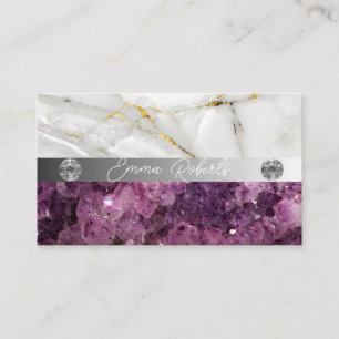 Carte De Visite Texture de quartz cristal améthyste violet minéral