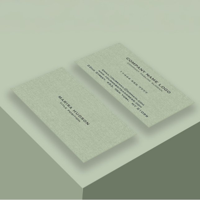 Carte De Visite Texture de tissu de lin vert clair (Créateur téléchargé)