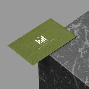 Carte De Visite Texture de tissu vert Élégant logo Monogramme Pers