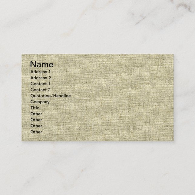 Carte De Visite Texture de toile de lin naturelle (Devant)