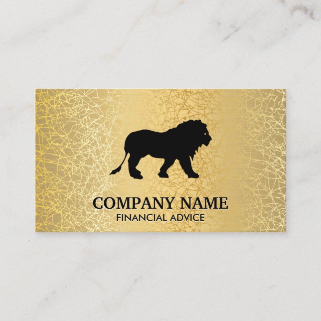 Carte De Visite Texture d'or Metallic / Icône Lion (Devant)