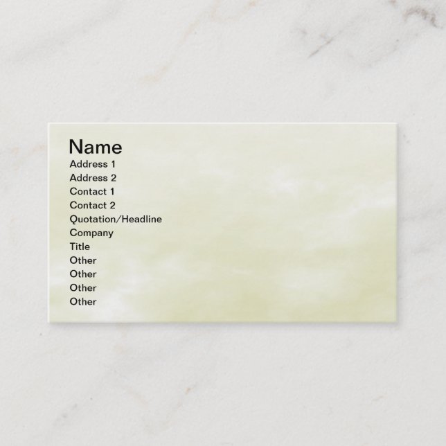 Carte De Visite Texture du ciel - Jaune clair (Devant)