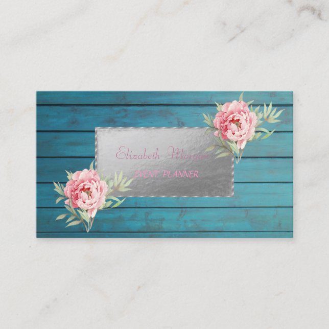 Carte De Visite Texture élégante professionnelle en bois, Fleurs (Devant)