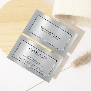 Carte De Visite Texture en aluminium brossé gris argenté