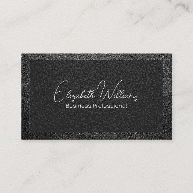 Carte De Visite Texture en cuir noir à deux tons (Devant)