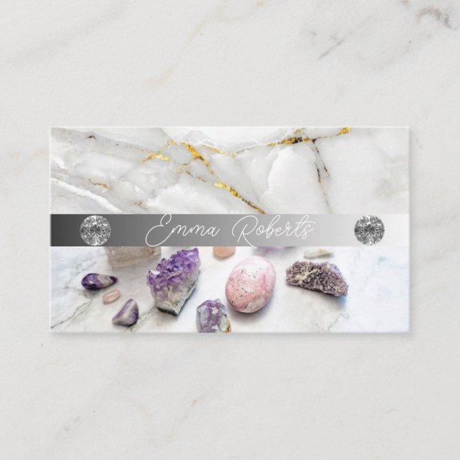 Carte De Visite Texture en quartz cristal d'Améthyste minéral (Devant)
