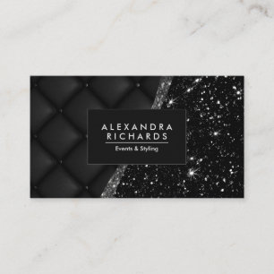 Carte De Visite Texture et Parties scintillant en cuir noir