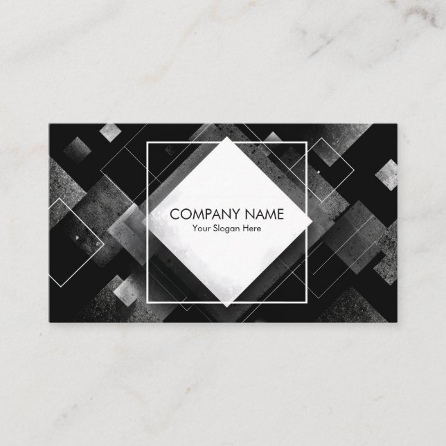Carte De Visite Texture géométrique abstraite diamant noir blanc (Devant)