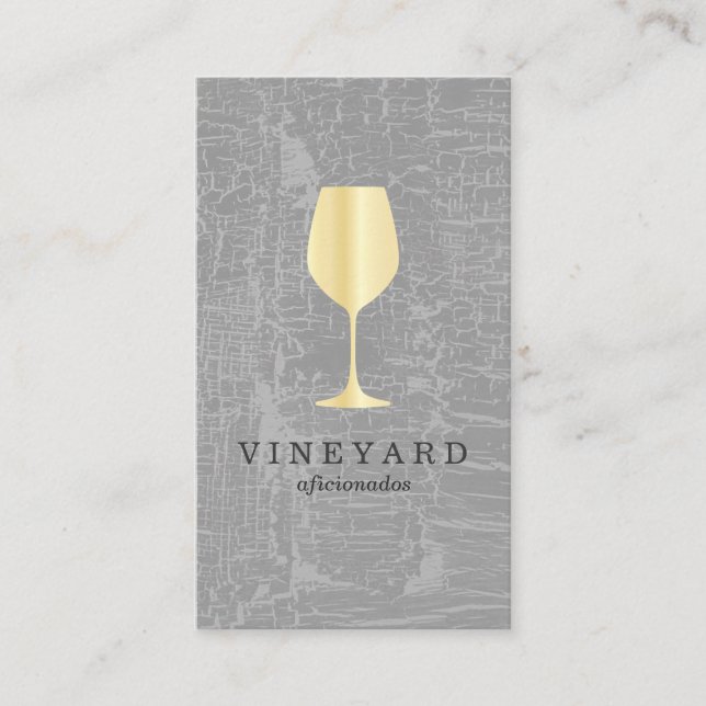Carte De Visite Texture Gris avec verre de vin or (Devant)