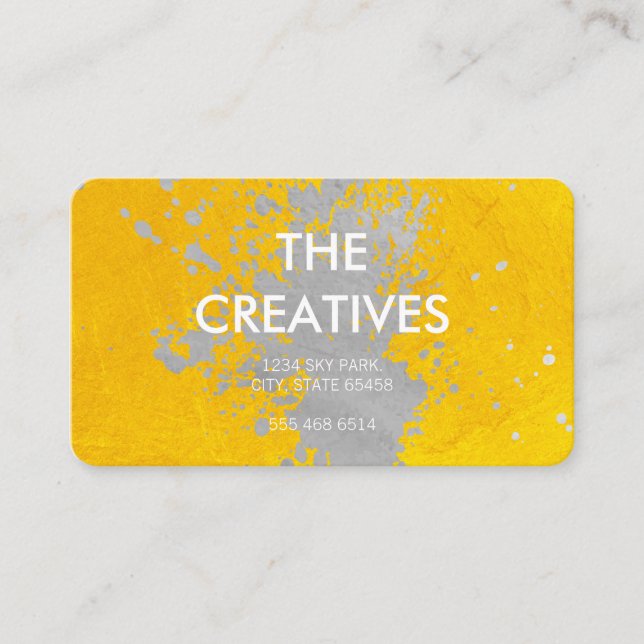 Carte De Visite Texture Jaune | Brosse Artistique Expressive (Devant)