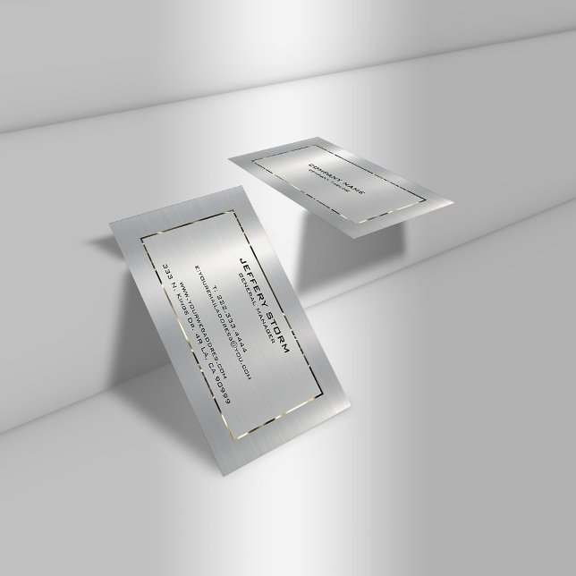 Carte De Visite Texture métallique gris argenté personnalisée (Créateur téléchargé)