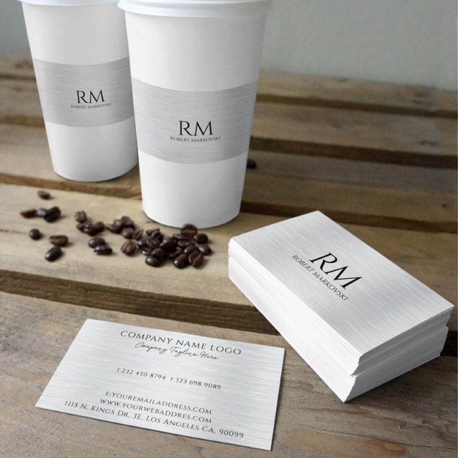 Carte De Visite Texture métallique gris clair (Créateur téléchargé)