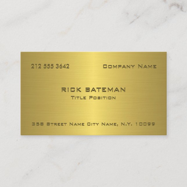 Carte De Visite Texture Métallique Or Moderne (Devant)
