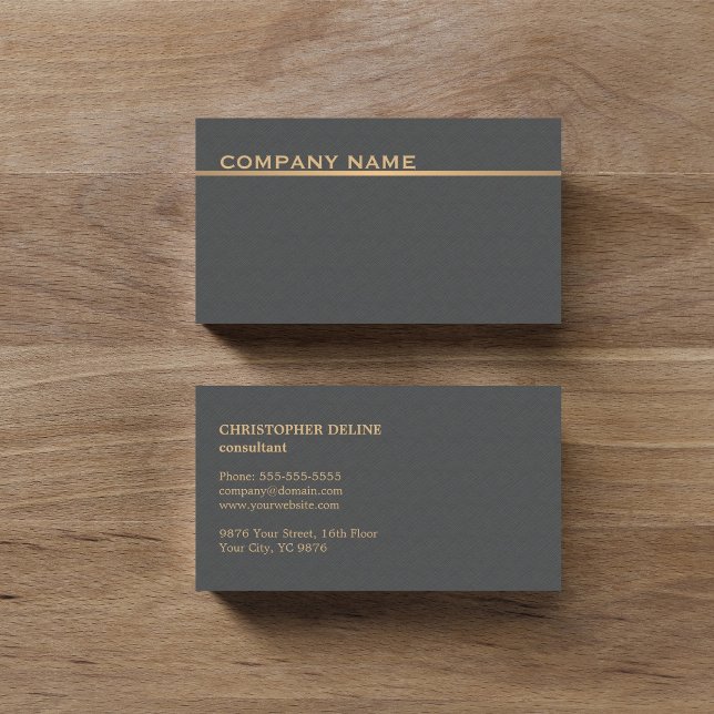 Carte De Visite Texture moderne élégante Grey Faux Gold Consultant (Créateur téléchargé)
